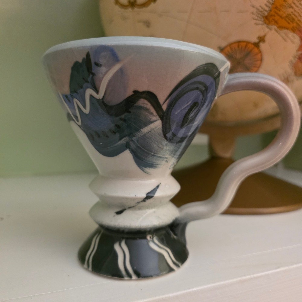 David Petrakovitz Studio Art‎ Pottery Footed Mug Abstract Glaze Signed